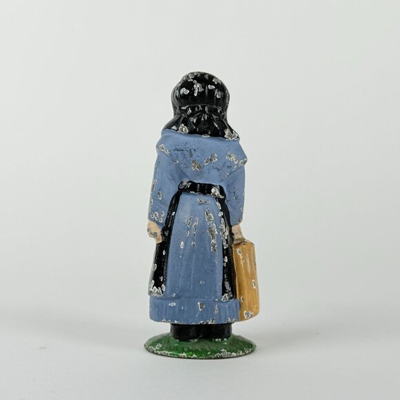 Vintage Hand Painted Girl Figurine In Blue Dress With Bonnet & Luggage Collectib - Picture 3 of 6